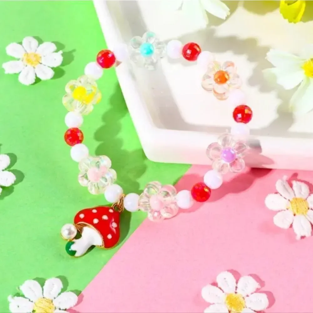 Girls alloy mushroom pendant bracelet